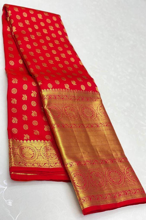 Load image into Gallery viewer, Desultory Red Soft Silk Saree With Staggering Blouse Piece
