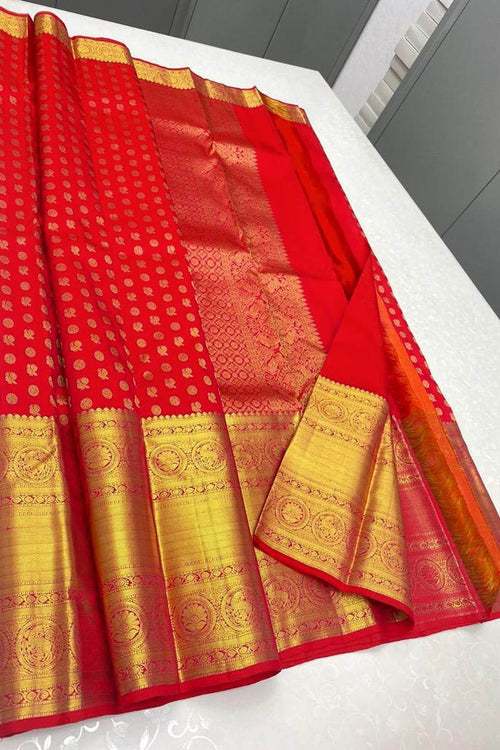 Load image into Gallery viewer, Desultory Red Soft Silk Saree With Staggering Blouse Piece
