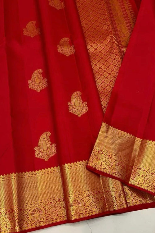 Load image into Gallery viewer, Prodigal Red Soft Silk Saree With Ornate Blouse Piece
