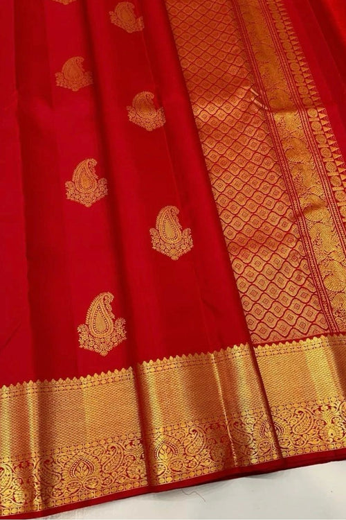 Load image into Gallery viewer, Prodigal Red Soft Silk Saree With Ornate Blouse Piece
