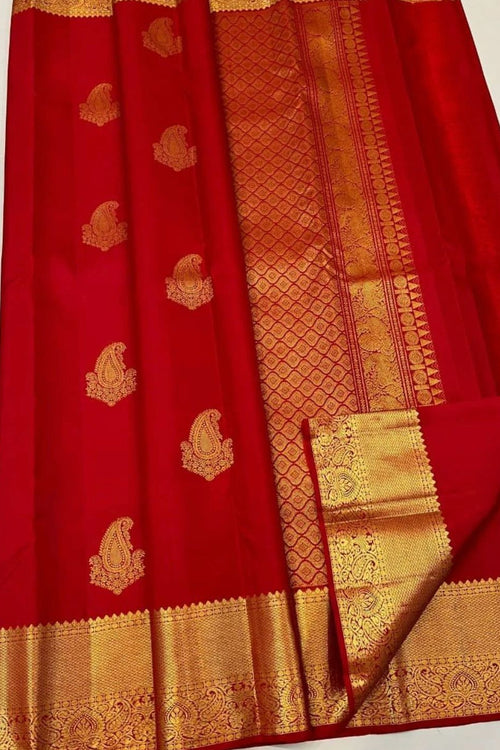 Load image into Gallery viewer, Prodigal Red Soft Silk Saree With Ornate Blouse Piece
