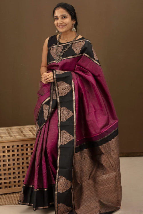 Load image into Gallery viewer, Adorable Purple Soft Banarasi Silk Saree With Glorious Blouse Piece
