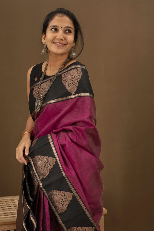 Load image into Gallery viewer, Adorable Purple Soft Banarasi Silk Saree With Glorious Blouse Piece
