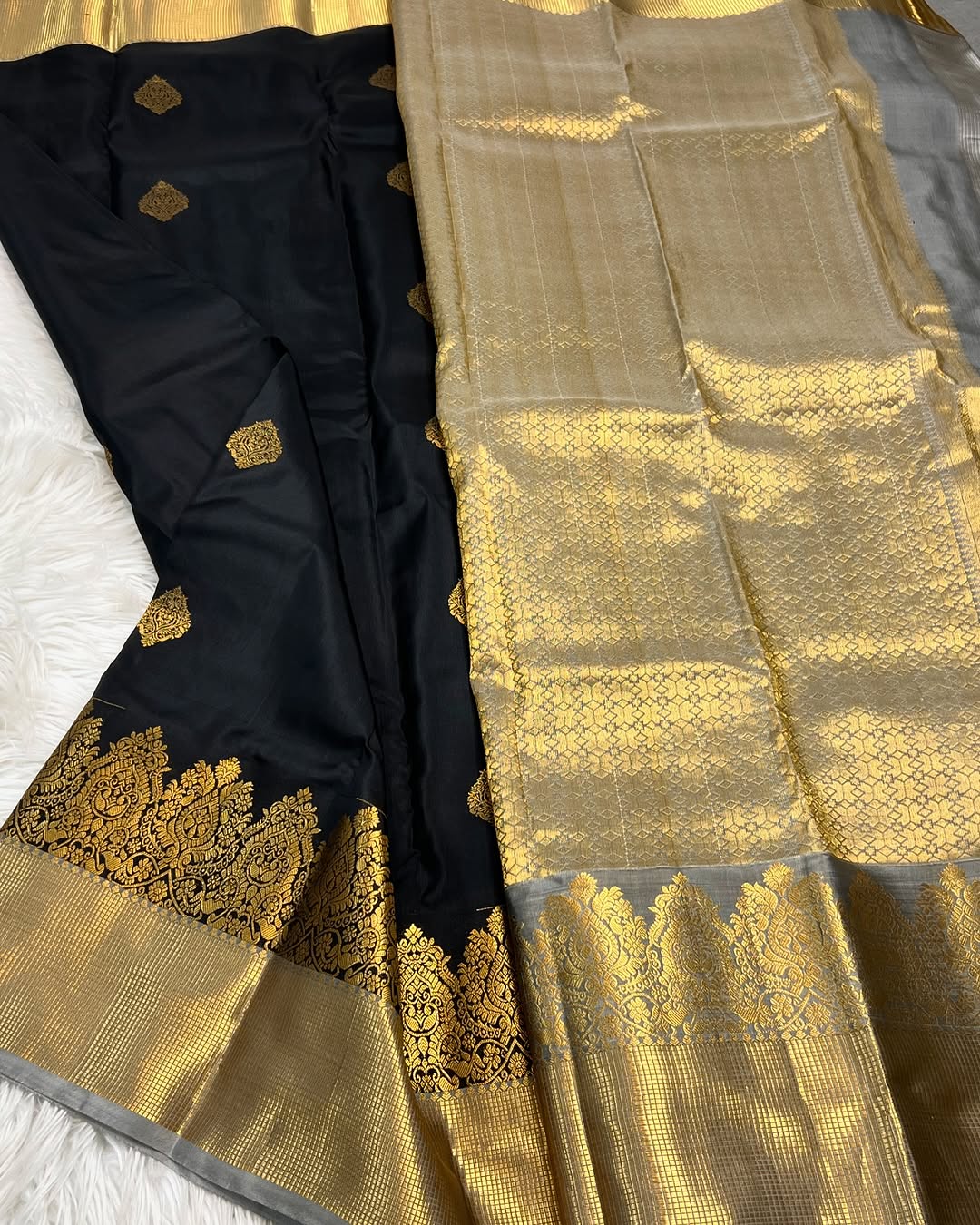 Beleaguer Black Soft Banarasi Silk Saree With Forbearance Blouse Piece