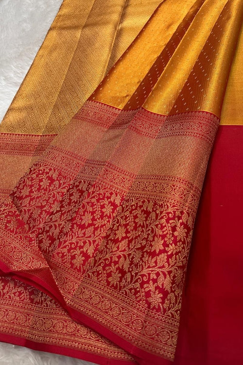 Load image into Gallery viewer, Profuse Golden Soft Banarasi Silk Saree With Winsome Blouse Piece
