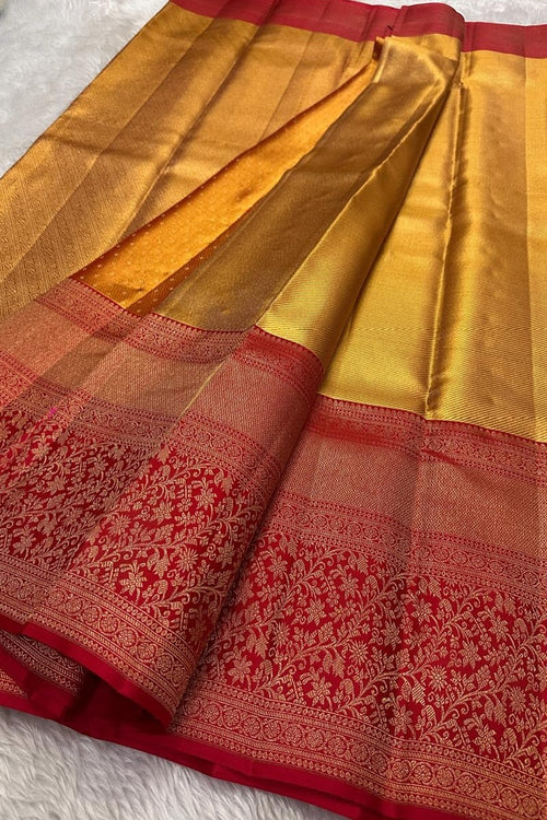 Load image into Gallery viewer, Profuse Golden Soft Banarasi Silk Saree With Winsome Blouse Piece
