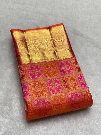 Breathtaking Red Soft Banarasi Silk Saree With Scrupulous Blouse Piece