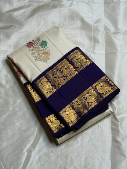 Scintilla Off White Pure Zari Weaving Banarasi Silk Saree With Desirable Blouse Piece