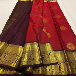 Angelic Red Pure Zari Weaving Banarasi Silk Saree With Capricious Blouse Piece
