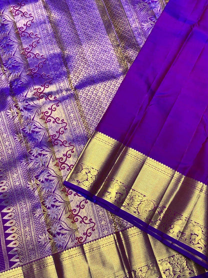 Scintilla Royal Purple Pure Zari Weaving Banarasi Silk Saree With Adorable Blouse Piece