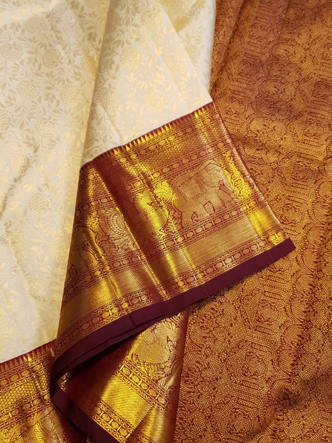 Cynosure Beige Pure Banarasi Silk Saree With Zephyr Blouse Piece