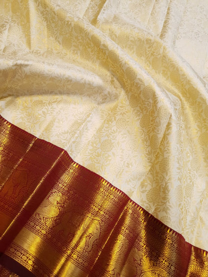 Cynosure Beige Pure Banarasi Silk Saree With Zephyr Blouse Piece