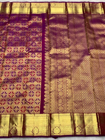 Stunning Purple Pure Banarasi Silk Saree With Evocative Blouse Piece
