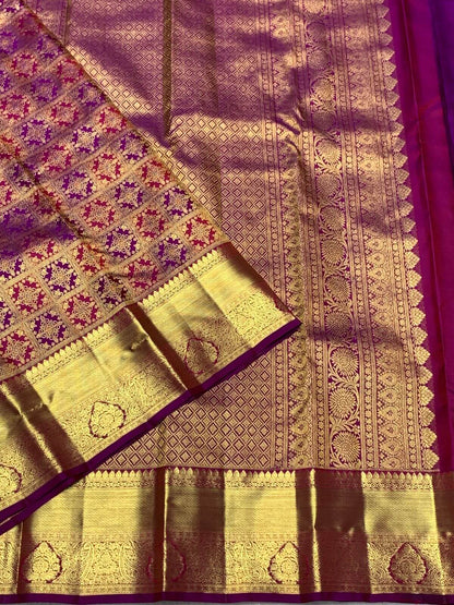 Stunning Purple Pure Banarasi Silk Saree With Evocative Blouse Piece