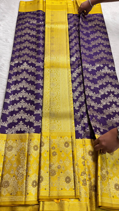 Amiable Purple Pure Banarasi Silk Saree With Assemblage Blouse Piece