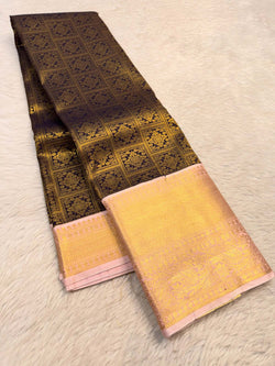 Chatoyant Brown Pure Banarasi Silk Saree With Gratifying Blouse Piece