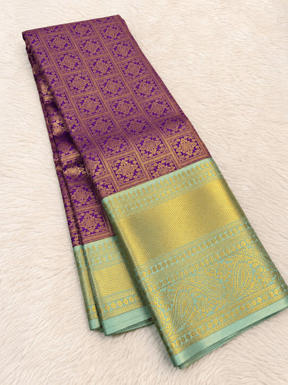 Exemplary Purple Pure Banarasi Silk Saree With Fragrant Blouse Piece