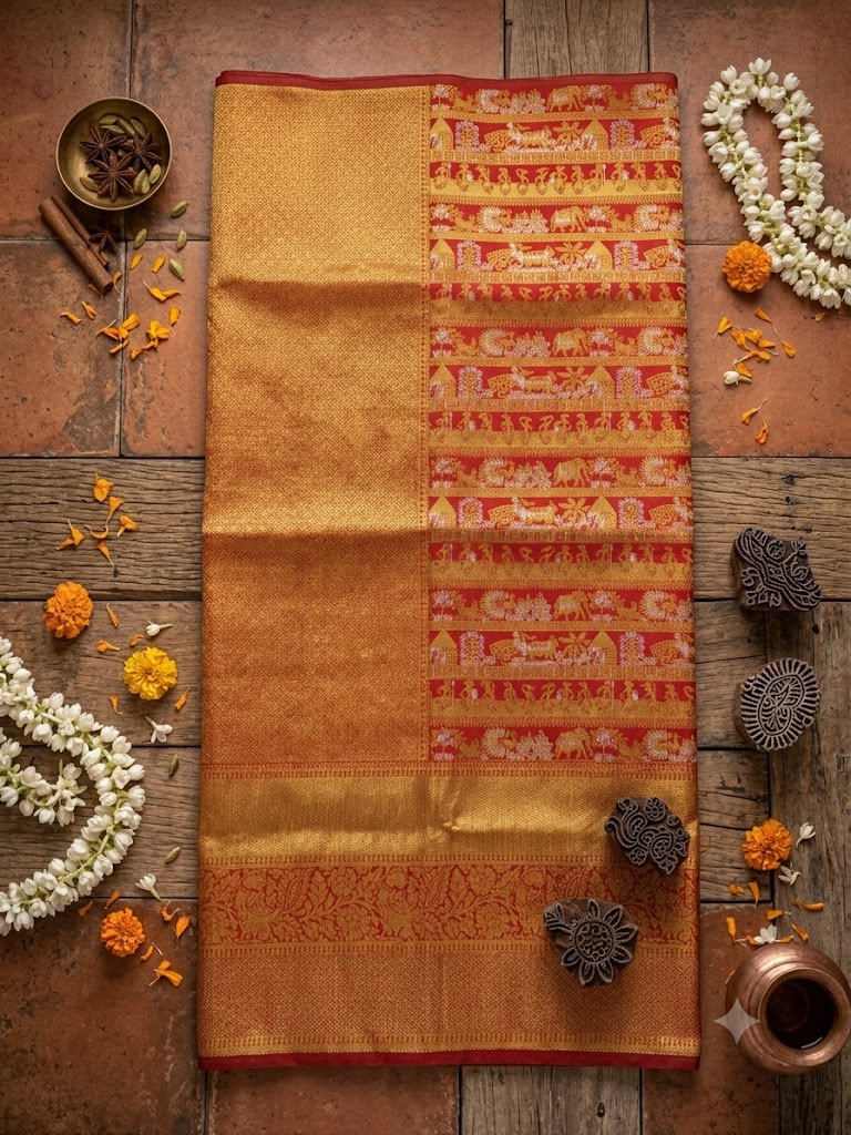 Beauteous Red Pure Banarasi Silk Saree With Ornate Blouse Piece