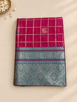 Quixotic Dark Pink Pure Banarasi Silk Saree With Enchanting Blouse Piece