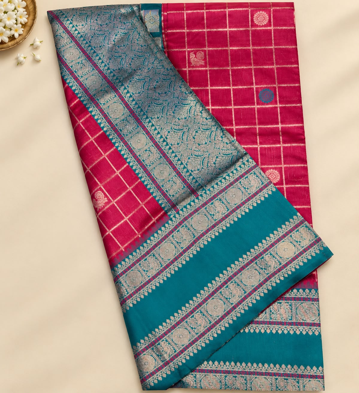 Quixotic Dark Pink Pure Banarasi Silk Saree With Enchanting Blouse Piece