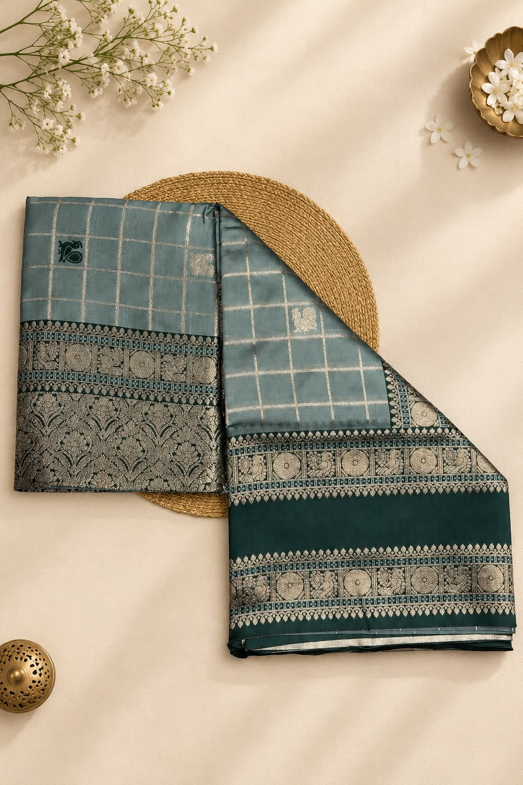 Seraphic Grey Pure Banarasi Silk Saree With Zephyr Blouse Piece