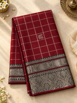 Seraglio Maroon Pure Banarasi Silk Saree With Diaphanous Blouse Piece