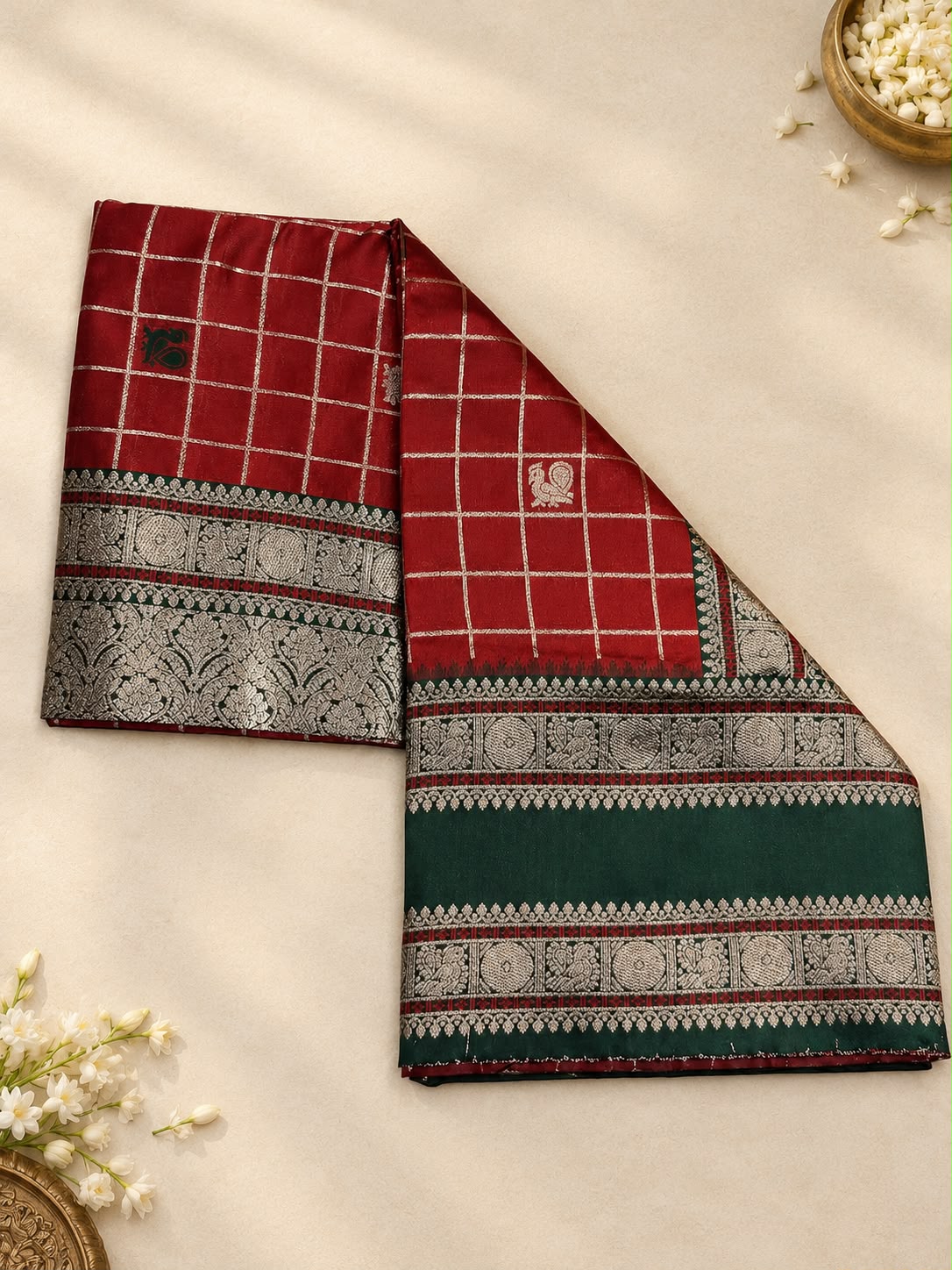 Seraglio Maroon Pure Banarasi Silk Saree With Diaphanous Blouse Piece