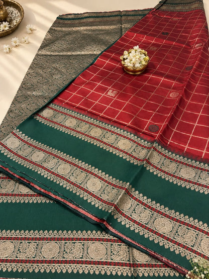 Seraglio Maroon Pure Banarasi Silk Saree With Diaphanous Blouse Piece