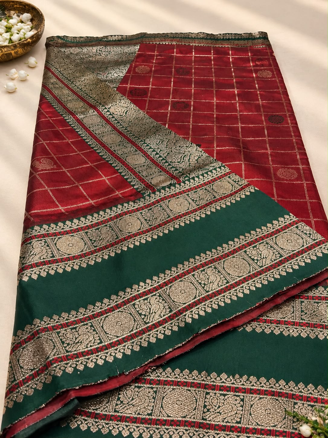 Seraglio Maroon Pure Banarasi Silk Saree With Diaphanous Blouse Piece