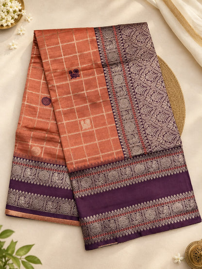 Prodigal Peach Pure Banarasi Silk Saree With Fantabulous Blouse Piece