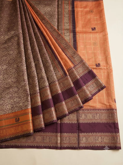Prodigal Peach Pure Banarasi Silk Saree With Fantabulous Blouse Piece