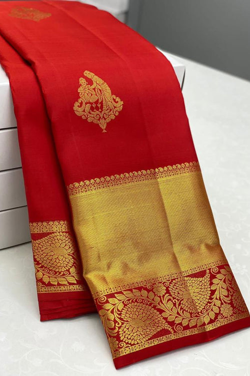 Load image into Gallery viewer, Desirable Red Soft Banarasi Silk Saree With Classic Blouse Piece
