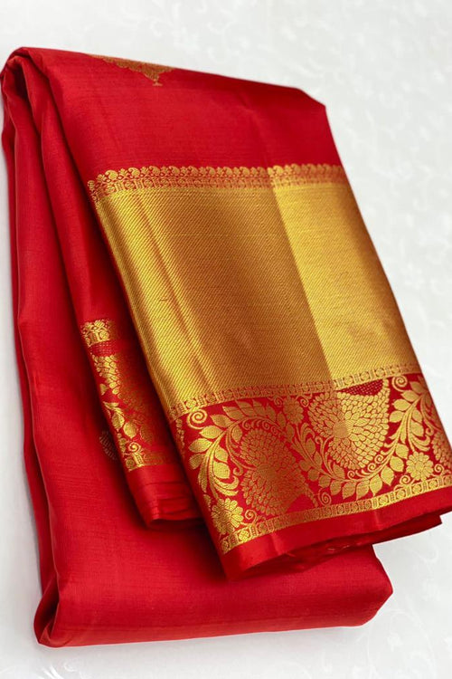 Load image into Gallery viewer, Desirable Red Soft Banarasi Silk Saree With Classic Blouse Piece
