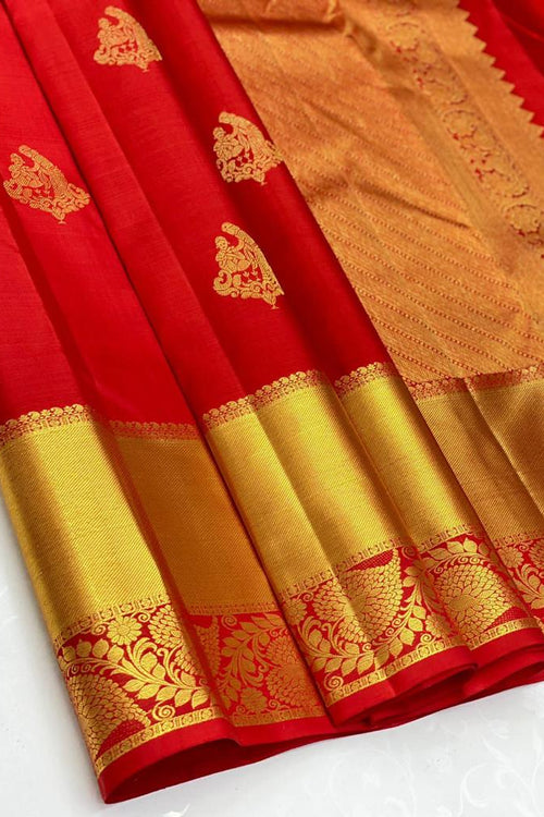 Load image into Gallery viewer, Desirable Red Soft Banarasi Silk Saree With Classic Blouse Piece
