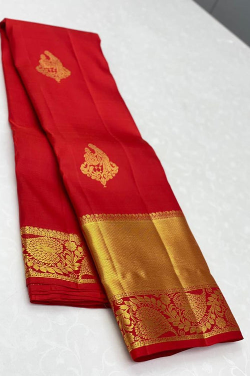 Load image into Gallery viewer, Desirable Red Soft Banarasi Silk Saree With Classic Blouse Piece
