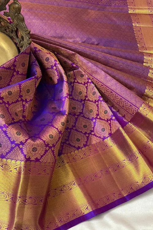 Load image into Gallery viewer, Moiety Purple Soft Silk Saree With Efflorescence Blouse Piece
