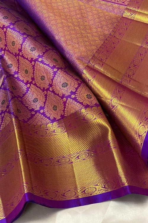 Load image into Gallery viewer, Moiety Purple Soft Silk Saree With Efflorescence Blouse Piece
