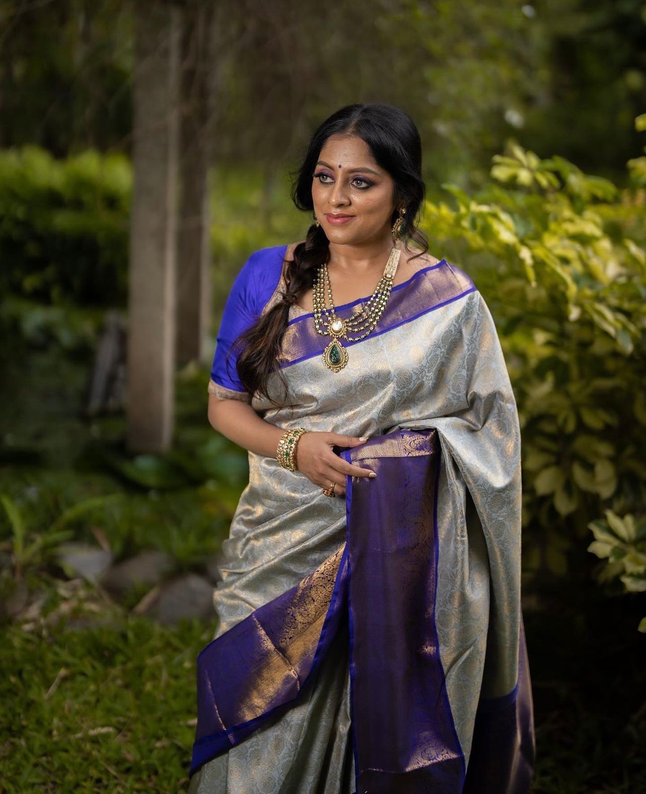 Engaging Grey Soft Silk Saree With Ratatouille Blouse Piece