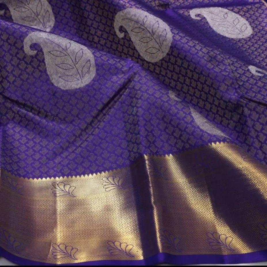 A Glam Royal Blue Soft Silk Saree With Engaging Blouse Piece