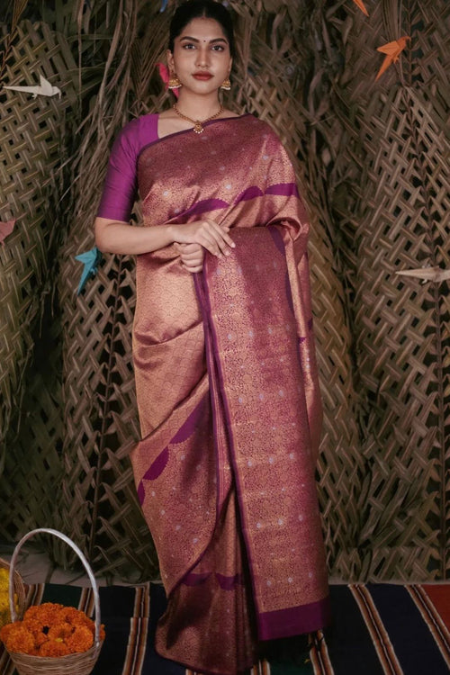 Load image into Gallery viewer, Improbable Purple Soft Silk Saree With Fantabulous Blouse Piece
