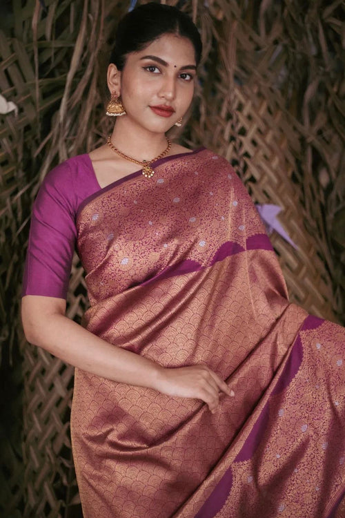 Load image into Gallery viewer, Improbable Purple Soft Silk Saree With Fantabulous Blouse Piece
