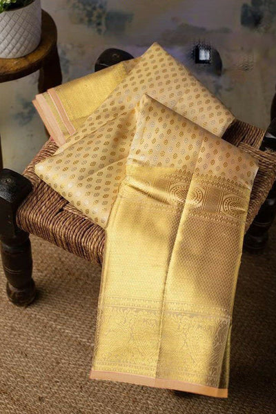 Propinquity Beige Soft Silk Saree With Confounding Blouse Piece