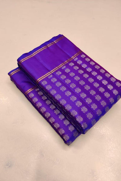 Designer Royal Blue Soft Silk Saree With Sizzling Blouse Piece
