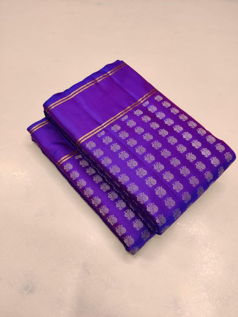 Designer Royal Blue Soft Silk Saree With Sizzling Blouse Piece