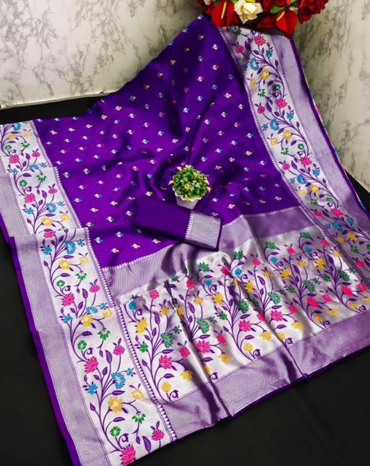 Blissful Purple Paithani Silk Saree With Desirable Blouse Piece