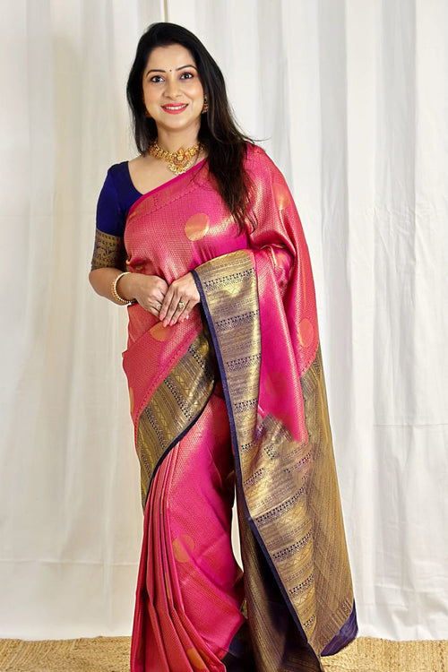 Load image into Gallery viewer, Elision Dark Pink Soft Silk Saree With Lagniappe Blouse Piece
