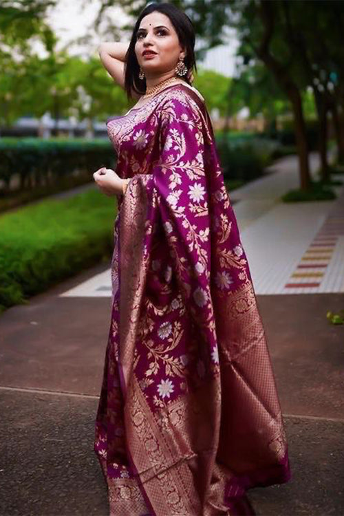 Load image into Gallery viewer, Forbearance Purple Soft Silk Saree With Scintilla Blouse Piece
