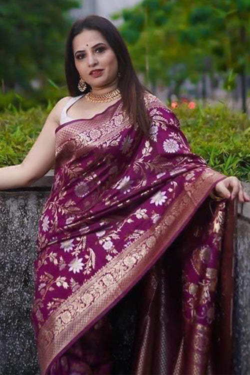 Load image into Gallery viewer, Forbearance Purple Soft Silk Saree With Scintilla Blouse Piece
