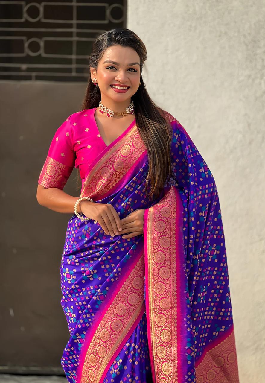 Posh Royal Purple Soft Silk Saree With Demesne Blouse Piece