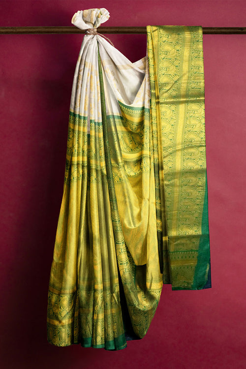 Load image into Gallery viewer, Stunning White Soft Banarasi Silk Saree With Gorgeous Blouse Piece
